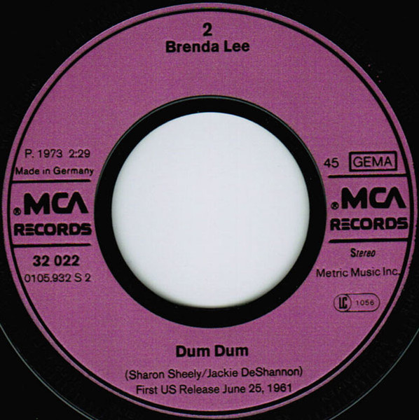 Brenda Lee - All Alone Am I / Dum Dum | MCA Records (32 022) - 4