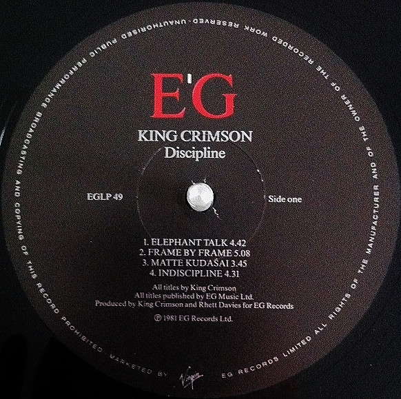King Crimson - Discipline | EG (EGLP 49) - 2