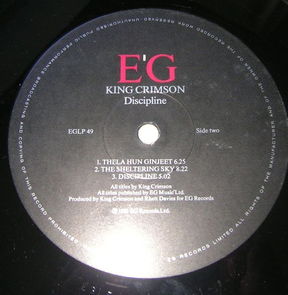 King Crimson - Discipline | EG (EGLP 49) - 3