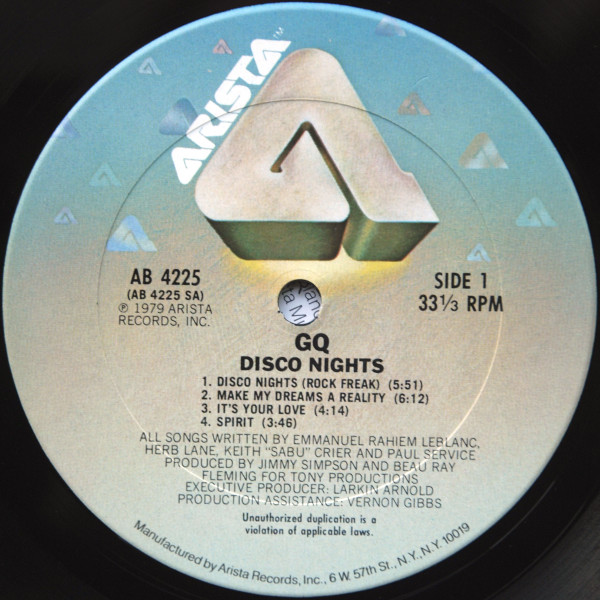GQ - Disco Nights | Arista (AB 4225) - 3