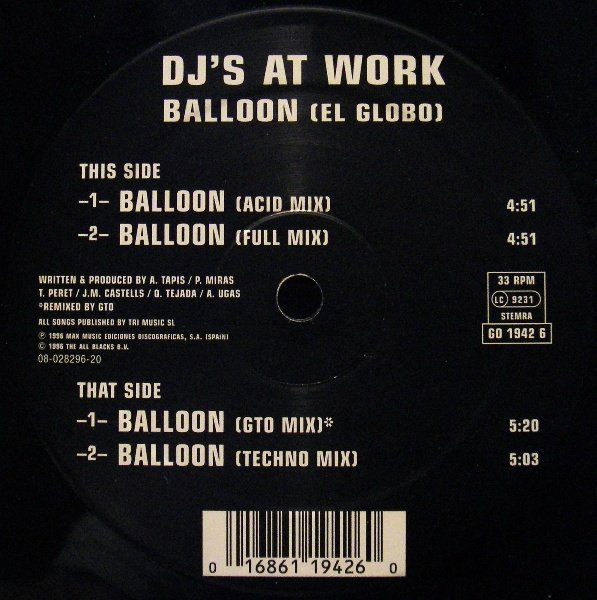 DJ's At Work - Balloon (El Globo) | Go Bang! Records (GO 1942 6)