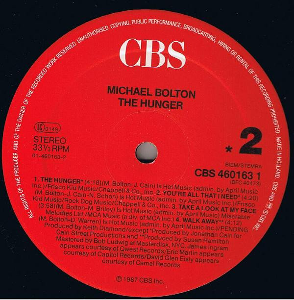 Michael Bolton - The Hunger | CBS (460163 1) - 4