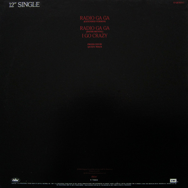 Queen - Radio Ga Ga (12") [Vinyl] | Capitol Records (V-75054) - 2