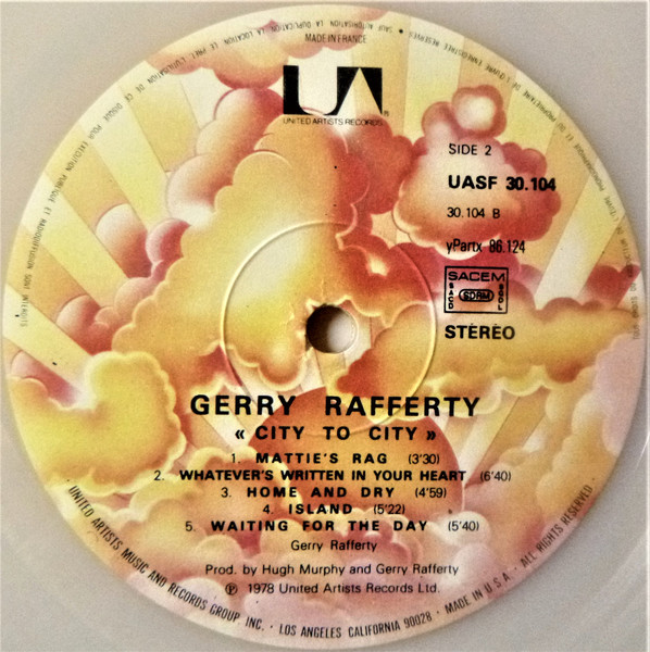 Gerry Rafferty - City To City | United Artists Records (UASF 30 104) - 4