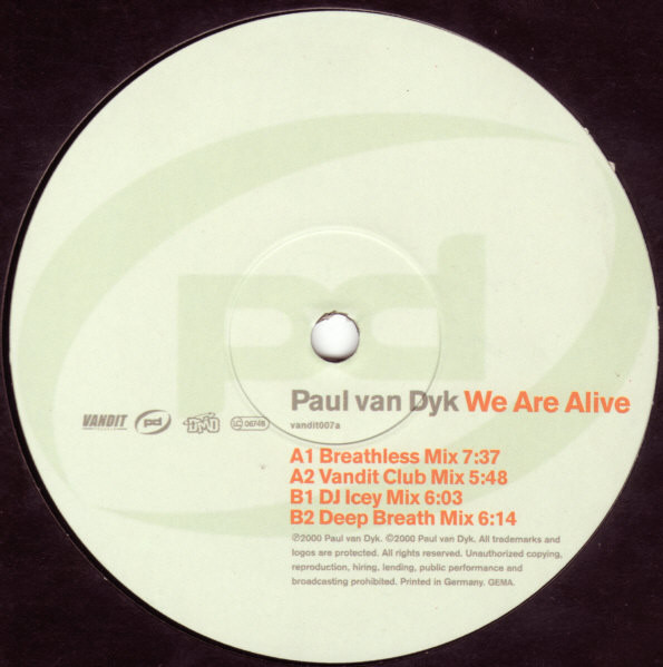 Paul van Dyk - We Are Alive | Vandit Records (vandit007a) - 3