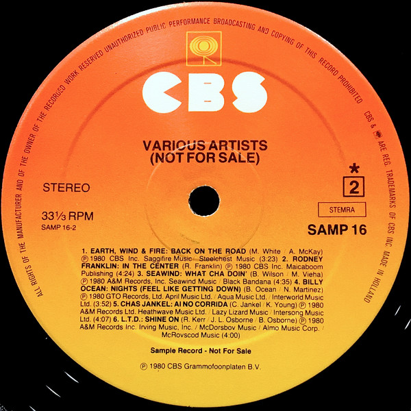 Various - Various Artists (Not For Sale) | CBS (SAMP 16) - 2 Various - Various Artists (Not For Sale) | CBS (SAMP 16) - 2