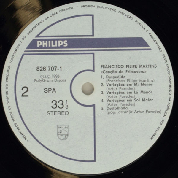 Francisco Filipe Martins - Canção Da Primavera | Philips (826 707 - 1) - 4