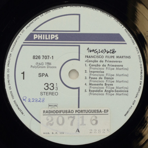 Francisco Filipe Martins - Canção Da Primavera | Philips (826 707 - 1) - 3