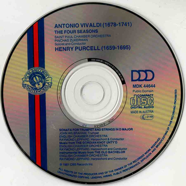 Antonio Vivaldi , The Saint Paul Chamber Orchestra , Pinchas Zukerman - The Four Seasons | CBS Masterworks (MDK 44644) - 3