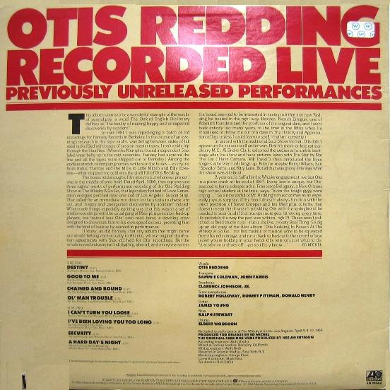 Otis Redding - Recorded Live (Previously Unreleased Performances) | Atlantic (SD 19346) - 2 Otis Redding - Recorded Live (Previously Unreleased Performances) | Atlantic (SD 19346) - 2