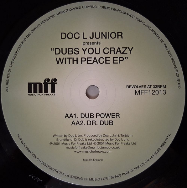 Doc L Junior - Dubs You Crazy With Peace EP | Music For Freaks (MFF12013) - 3