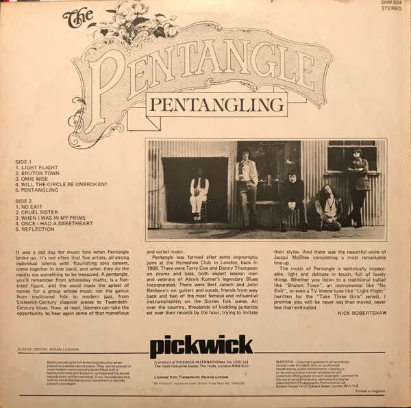 Pentangle - Pentangling | Pickwick Records (SHM 924) - 2 Pentangle - Pentangling | Pickwick Records (SHM 924) - 2