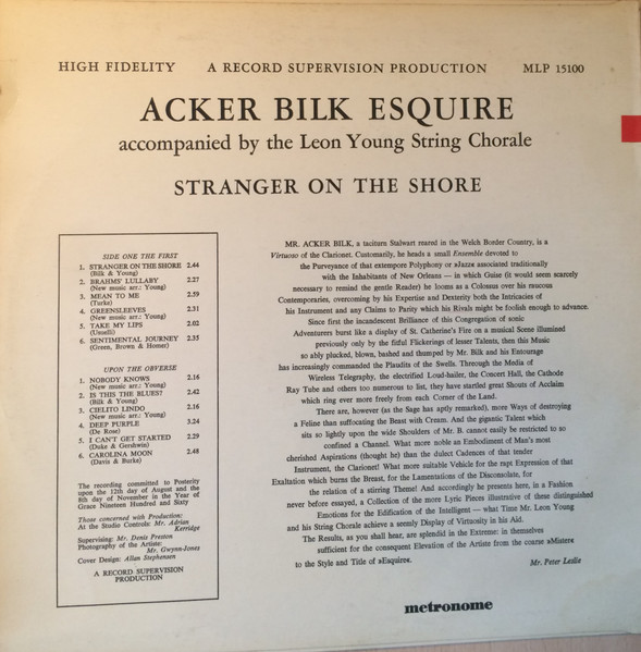 Acker Bilk - Stranger On The Shore | Metronome (MLP 15100) - 2