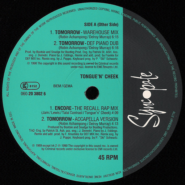 Tongue N Cheek - Tomorrow | Syncopate (060-20 3802 6) - 4 Tongue N Cheek - Tomorrow | Syncopate (060-20 3802 6) - 4