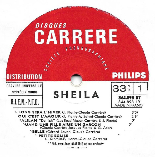 Sheila - Long Sera L'hiver | Disques Carrere (844.898 BY) - 3 Sheila - Long Sera L'hiver | Disques Carrere (844.898 BY) - 3
