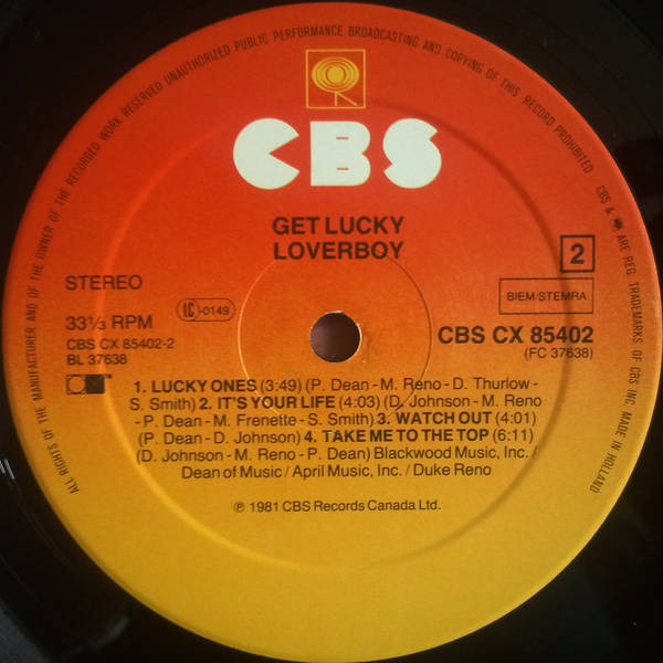 Loverboy - Get Lucky | CBS (CBS CX 85402) - 4