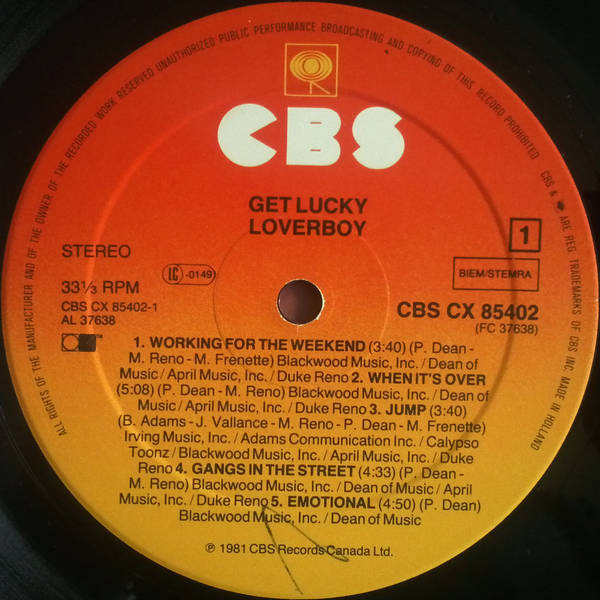 Loverboy - Get Lucky | CBS (CBS CX 85402) - 3