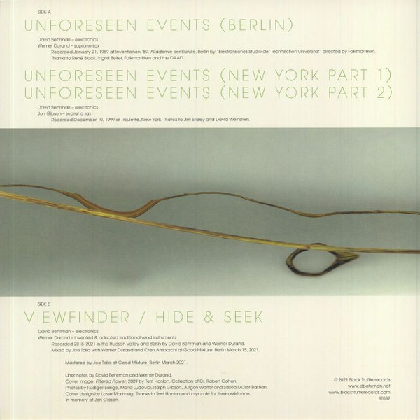 David Behrman With Jon Gibson & Werner Durand - ViewFinder / Hide & Seek | Black Truffle (BT082) - 4 David Behrman With Jon Gibson & Werner Durand - ViewFinder / Hide & Seek | Black Truffle (BT082) - 4