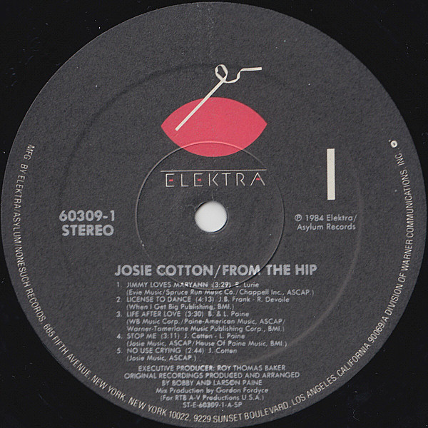 Josie Cotton - From The Hip | Elektra (60309-1) - 3