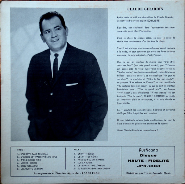 Claude Girardin - J'ai Rêvé Dans Tes Bras | Rusticana (JPR-1803) - 2 Claude Girardin - J'ai Rêvé Dans Tes Bras | Rusticana (JPR-1803) - 2