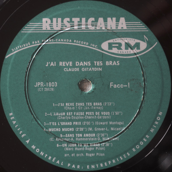 Claude Girardin - J'ai Rêvé Dans Tes Bras | Rusticana (JPR-1803) - 3 Claude Girardin - J'ai Rêvé Dans Tes Bras | Rusticana (JPR-1803) - 3