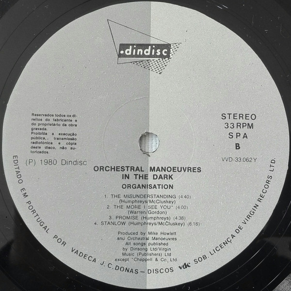 Orchestral Manoeuvres In The Dark - Organisation | Dindisc (VVD 33.062Y) - 4 Orchestral Manoeuvres In The Dark - Organisation | Dindisc (VVD 33.062Y) - 4