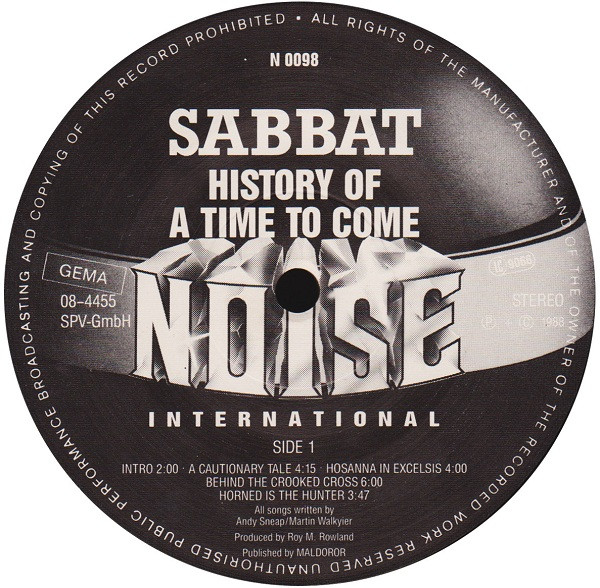 Sabbat - History Of A Time To Come | Noise International (N 0098) - 3