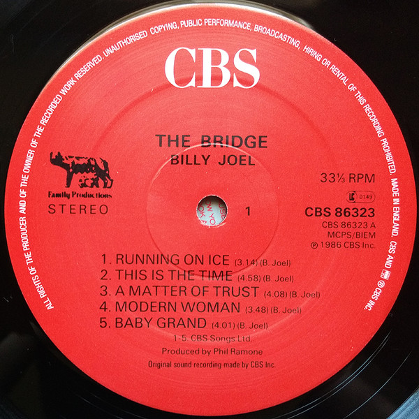 Billy Joel - The Bridge | CBS (CBS 86323) - 3