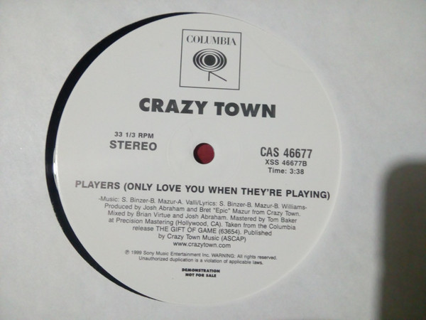 Crazy Town - B-Boy 2000 / Players (Only Love You When They're Playing) | Columbia (CAS 46677) - 4