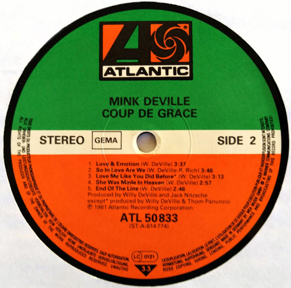 Mink DeVille - Coup De Grâce | Atlantic (ATL 50 833) - 4 Mink DeVille - Coup De Grâce | Atlantic (ATL 50 833) - 4