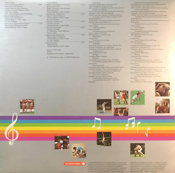 André Mathieu , Vic Vogel - Jeux De La XXIe Olympiade - Montréal 1976 (Piste Sonore Originale) - Musique Des Ceremonies Officielles [Vinyl] | Polydor (2424 124) - 2
