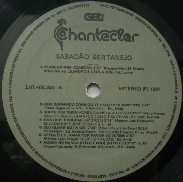 Various - Sabadão Sertanejo | Chantecler (2.07.405.350) - 3 Various - Sabadão Sertanejo | Chantecler (2.07.405.350) - 3
