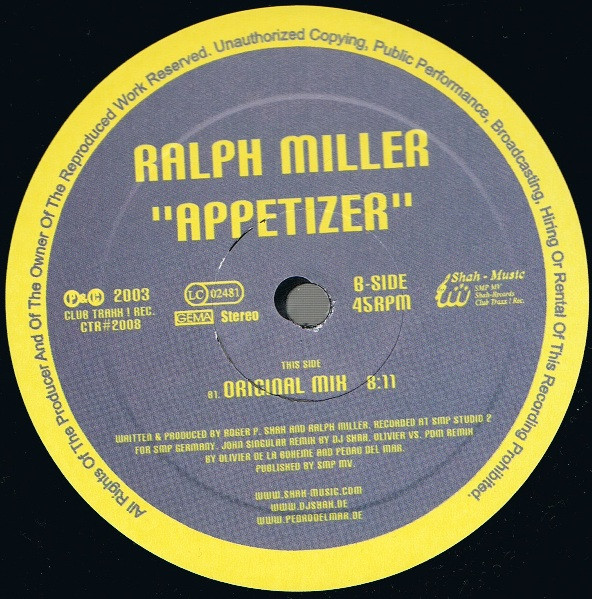 Ralph Miller - Appetizer | Club Traxx! Record (CTR # 2008) - 2 Ralph Miller - Appetizer | Club Traxx! Record (CTR # 2008) - 2