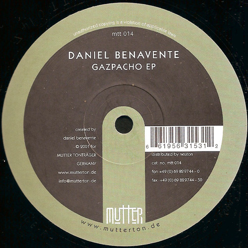 Daniel Benavente - Gazpacho EP | Mutter (MTT014)