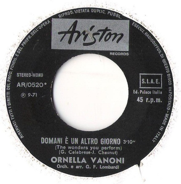 Ornella Vanoni - Domani È Un Altro Giorno | Ariston (AR.0520) - 3