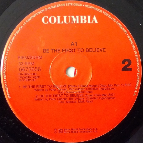 A1 - Be The First To Believe | Columbia (667265 6) - 4