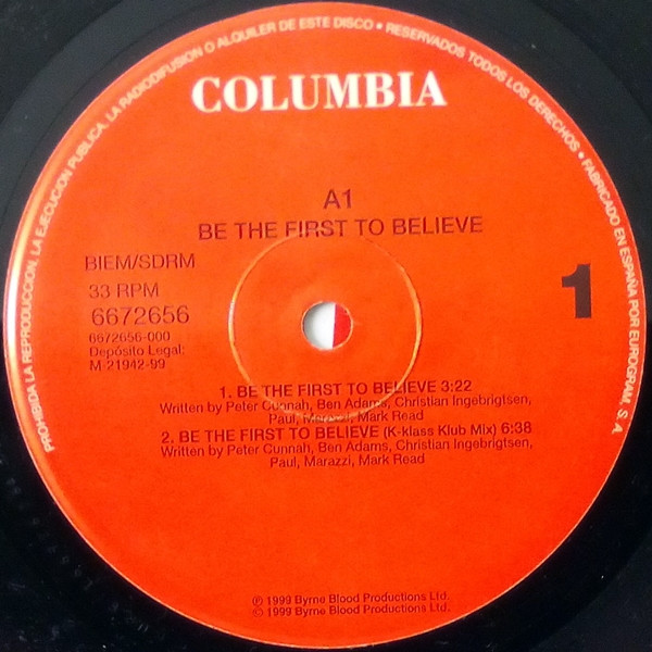 A1 - Be The First To Believe | Columbia (667265 6) - 3