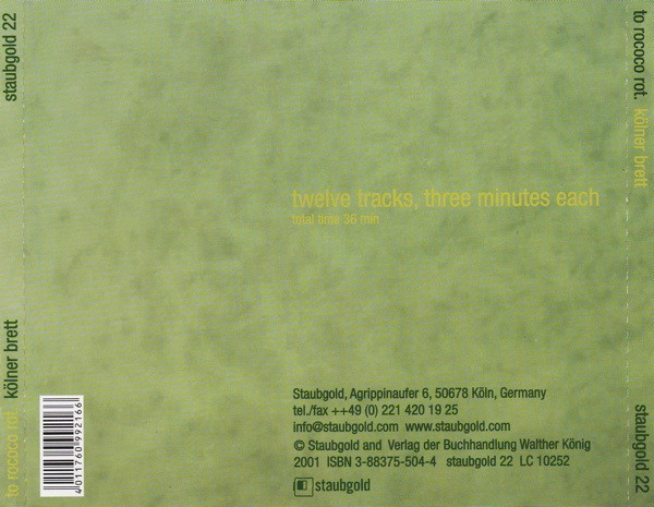 To Rococo Rot - Kölner Brett | Staubgold (staubgold 22) - 2