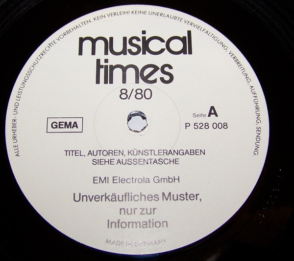 Various - Musical Times • Ausgabe 8'80 | EMI Electrola (P 528 008) - 3