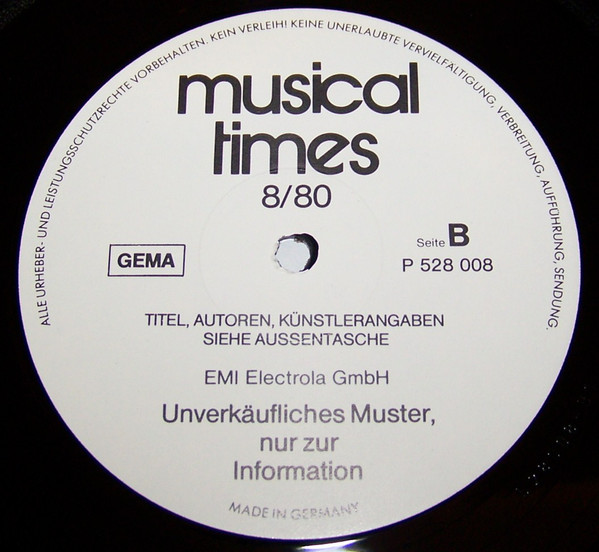 Various - Musical Times • Ausgabe 8'80 | EMI Electrola (P 528 008) - 4