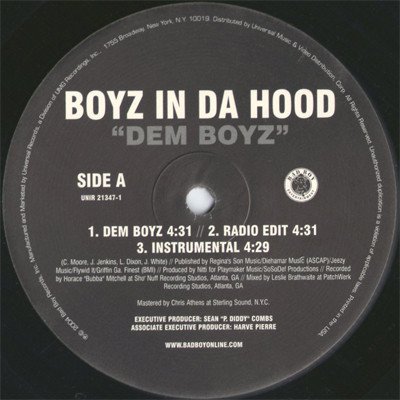 Boyz N Da Hood - Dem Boyz | Bad Boy Entertainment (UNIR 21347-1) - 2 Boyz N Da Hood - Dem Boyz | Bad Boy Entertainment (UNIR 21347-1) - 2