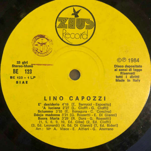Lino Capozzi - Scusate Il Ritardo | Zeus Record (BE 123) - 4 Lino Capozzi - Scusate Il Ritardo | Zeus Record (BE 123) - 4