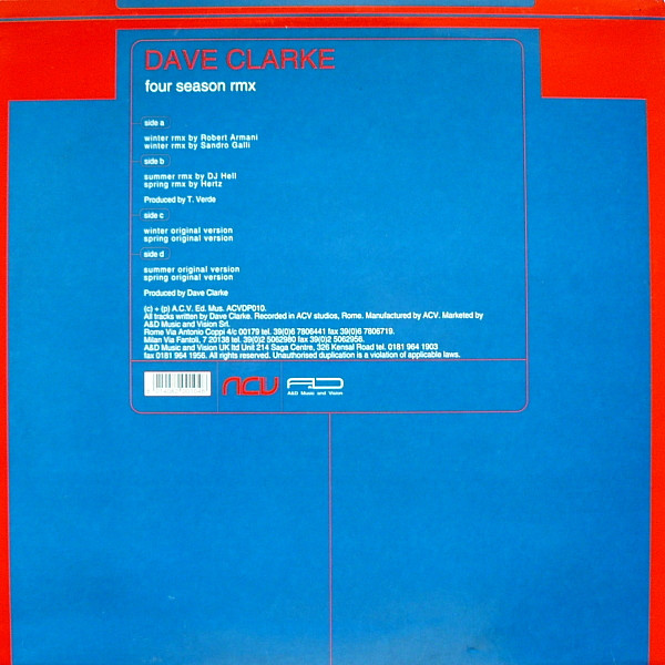 Dave Clarke - Four Season (Rmx) | ACV (ACVDP010) - 2
