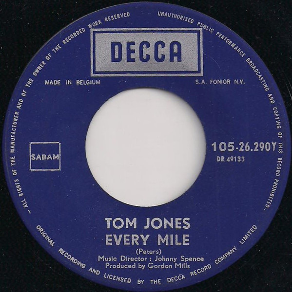 Tom Jones - Puppet Man / Every Mile | Decca (105-26.290Y) - 3