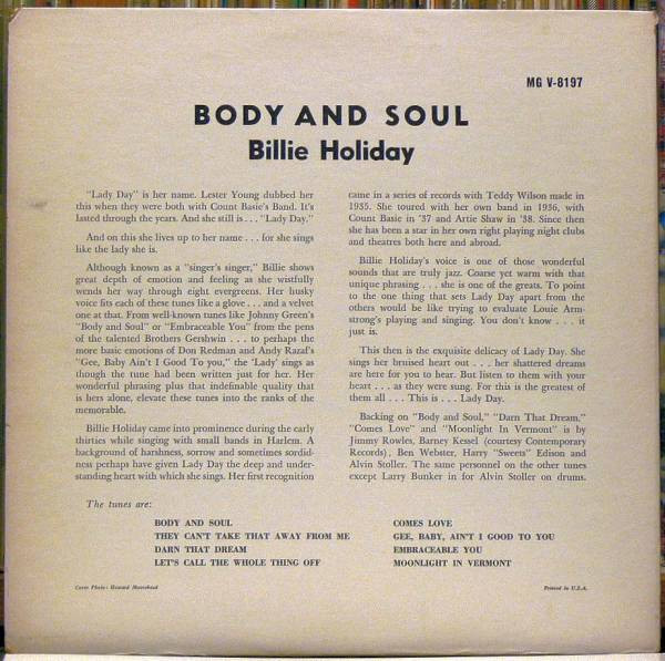 Billie Holiday - Body And Soul | Verve Records (MG V-8197) - 2 Billie Holiday - Body And Soul | Verve Records (MG V-8197) - 2