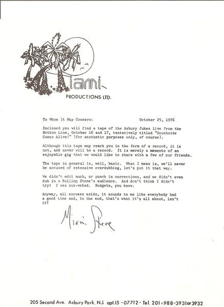 Southside Johnny & The Asbury Jukes - Jukes Live At The Bottom Line | Epic (AS 275) - 2