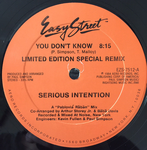 Serious Intention - You Don't Know | Easy Street Records (EZS-7512)