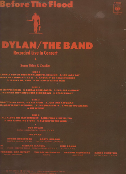 Bob Dylan / The Band - Before The Flood | CBS (S 88565) - 3 Bob Dylan / The Band - Before The Flood | CBS (S 88565) - 3