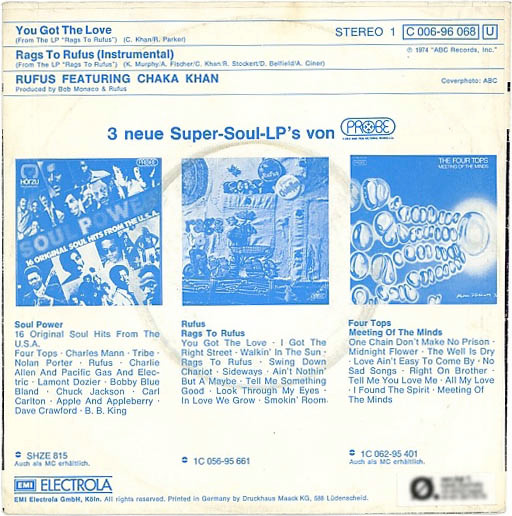 Rufus & Chaka Khan - You Got The Love | ABC Records (1C 006-96 068) - 2