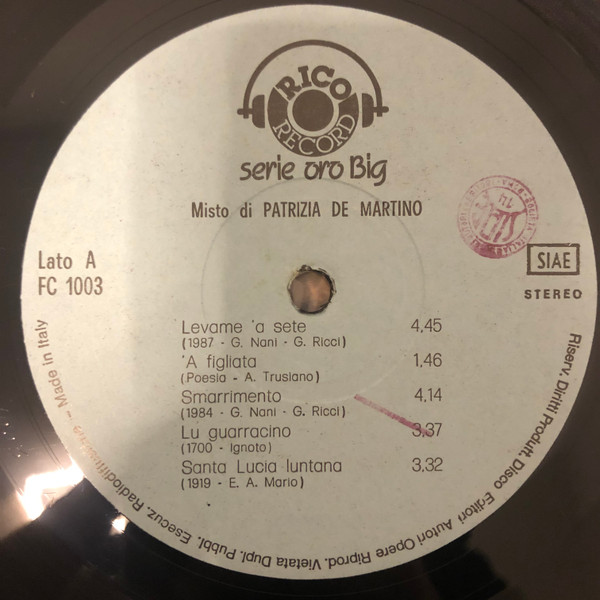 Patrizia De Martino - Misto Di Patrizia De Martino | Rico Record Sound (FC 1003) - 3 Patrizia De Martino - Misto Di Patrizia De Martino | Rico Record Sound (FC 1003) - 3